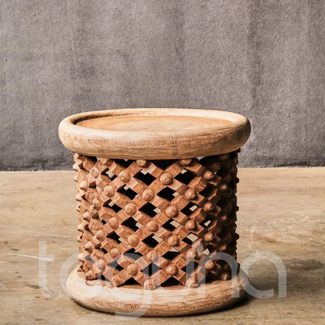 BAMILEKE STOOL/SIDE-TABLE (CAMEROON) 45D 43H NATURAL