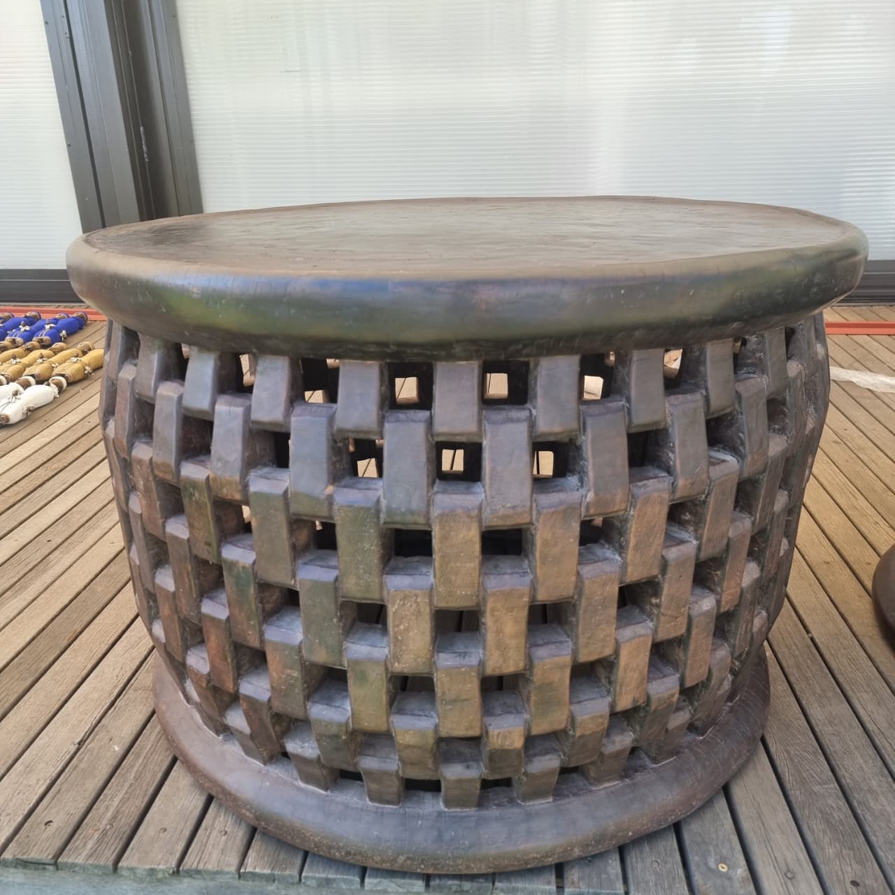 CAMEROON STOOL/SIDE-TABLE (CAMEROON) 100D 70H DARK