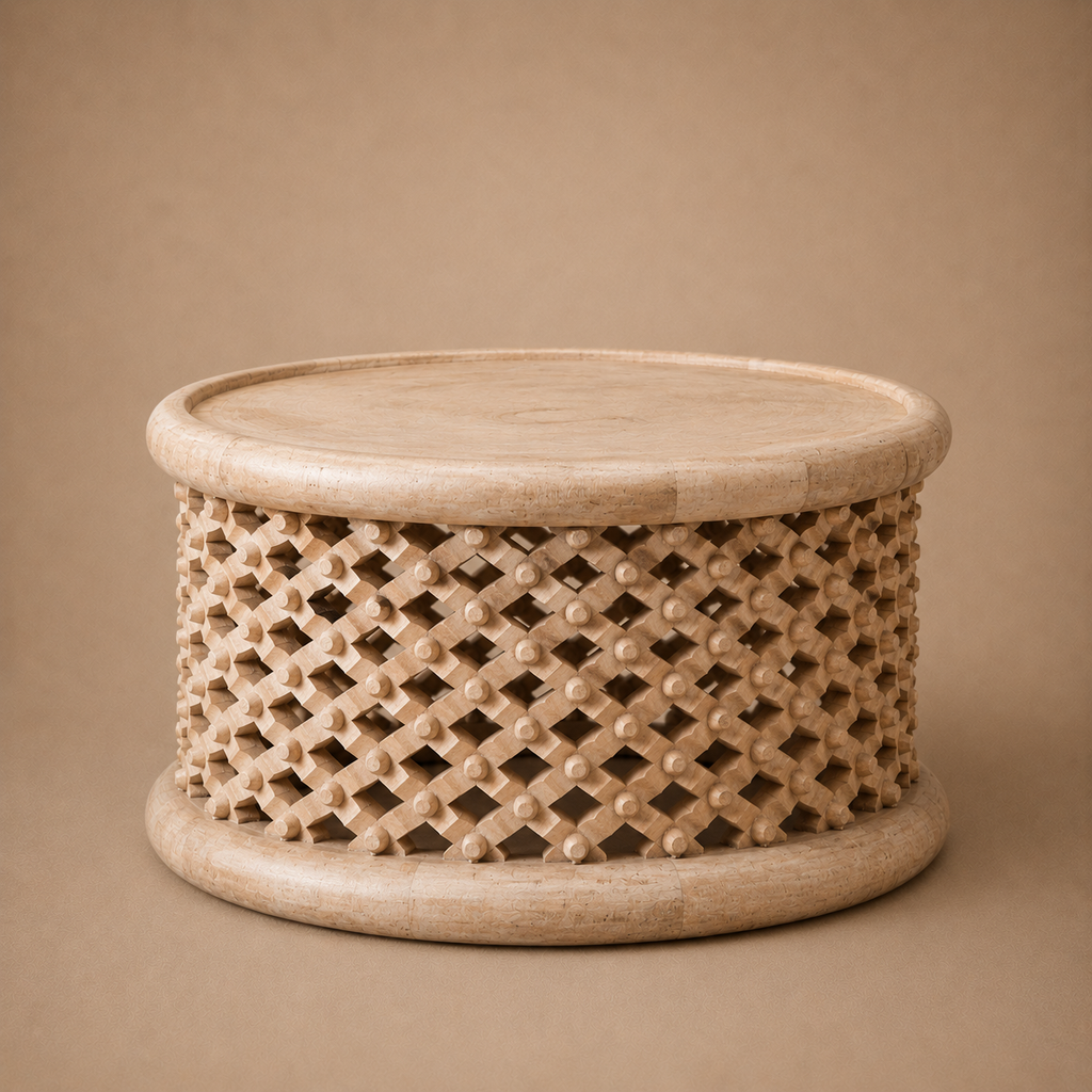 BAMILEKE STOOL/SIDE-TABLE (CAMEROON) 70D 43H NATURAL