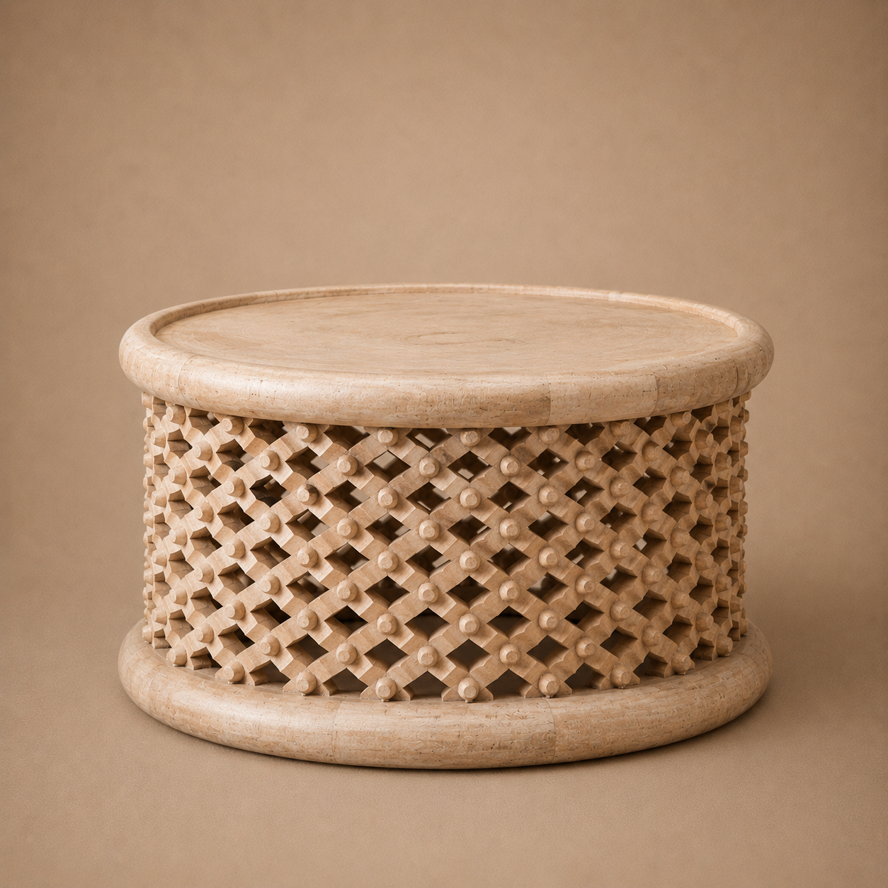 BAMILEKE STOOL/SIDE-TABLE (CAMEROON) 70D 43H NATURAL