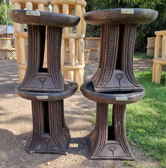 STOOL/SIDE-TABLE (CAMEROON) 50D 45H DARK