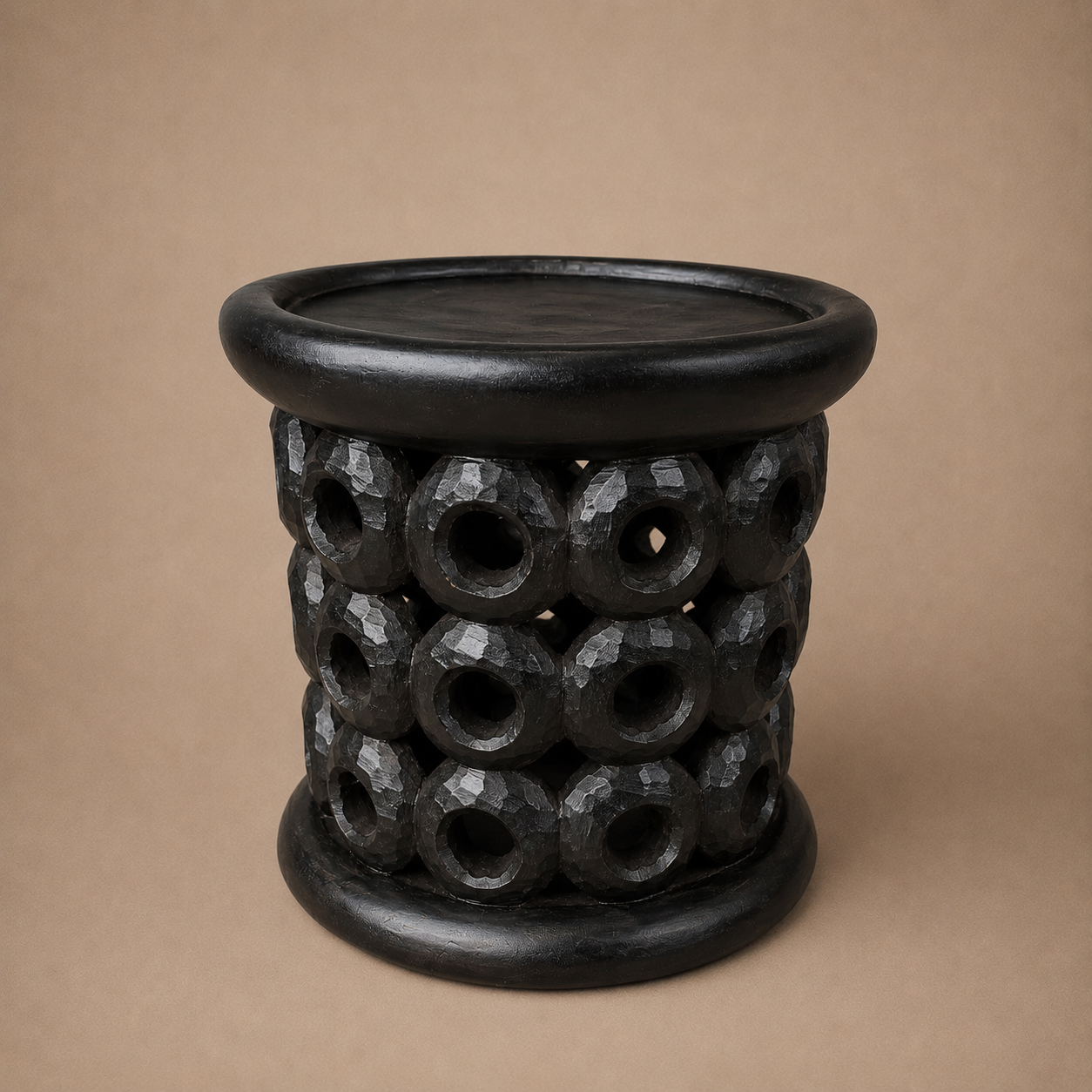STOOL/SIDE-TABLE (CAMEROON) 40D 40H DARK