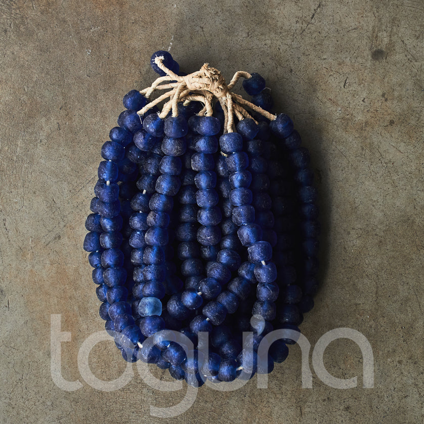 RECYCLED GLASS BEAD (GHANA) LRG PKT AQUA