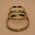 BANGLE WOVEN WIRE (KENYA) COPP/BRS/LEATH