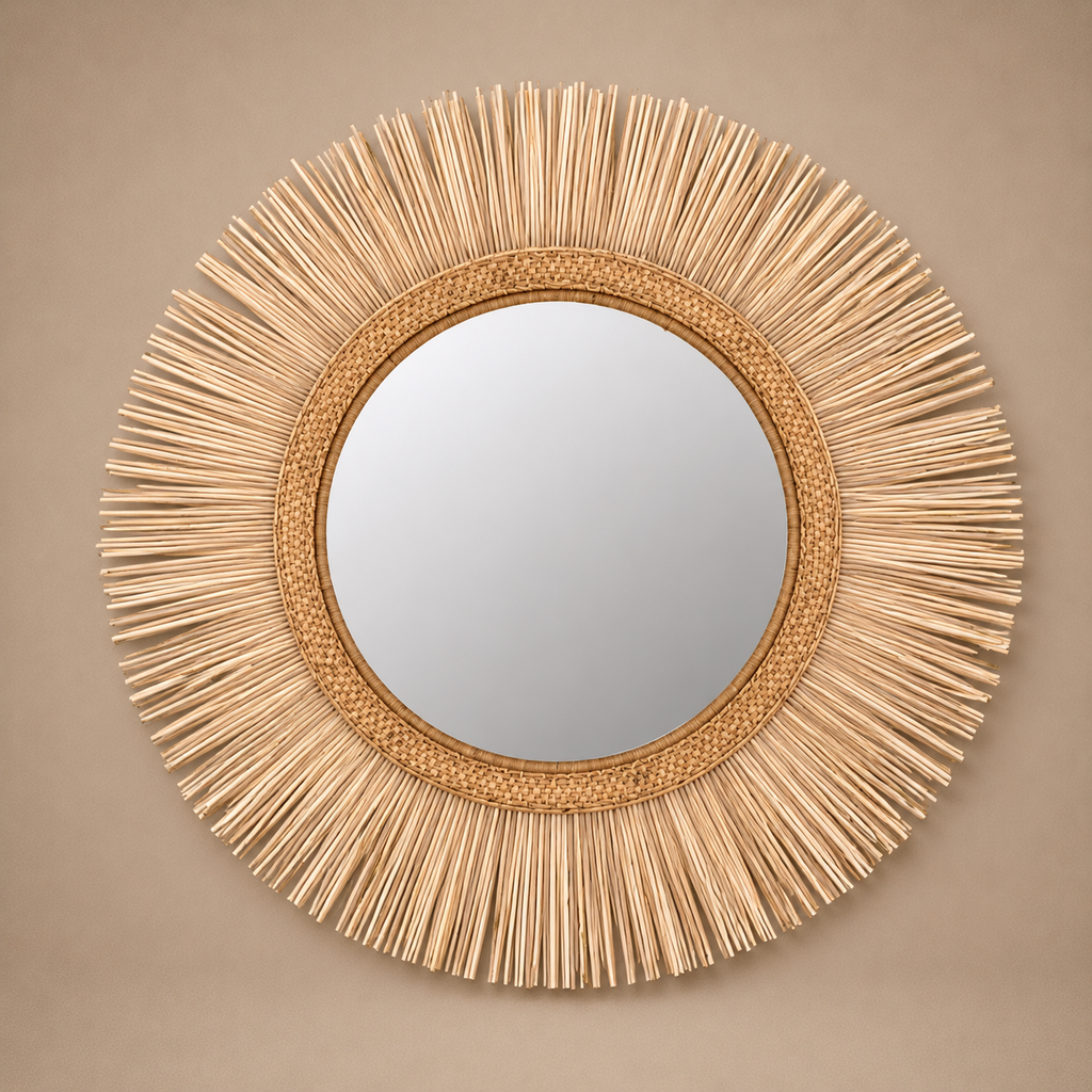 MIRROR FRAME WOVEN (MALAWI) SUN 100D NAT
