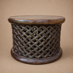 CAMEROON STOOL/SIDE-TABLE (CAMEROON) 90D 57H DARK