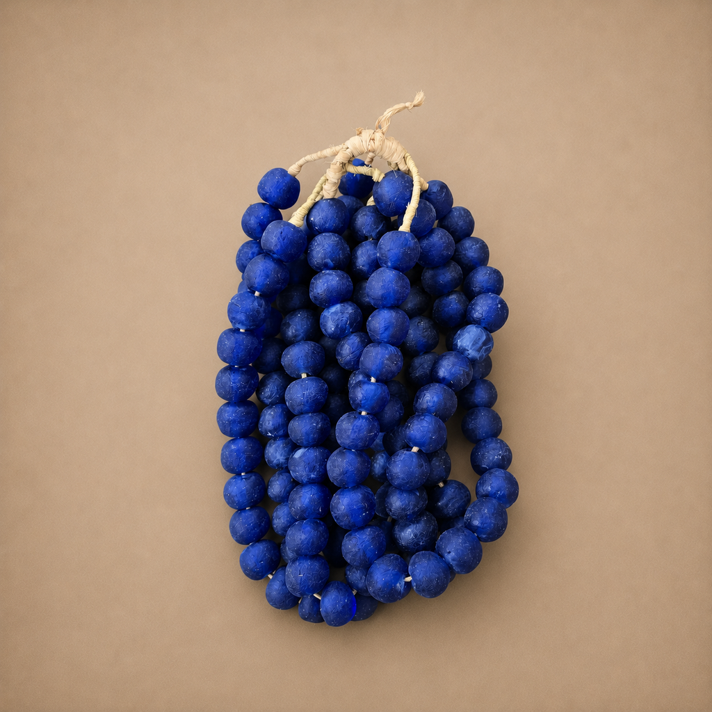 RECYCLED GLASS BEAD (GHANA) XL BLUE