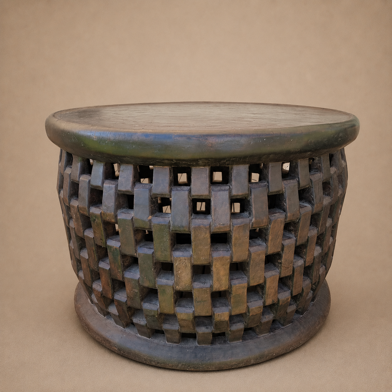 CAMEROON STOOL/SIDE-TABLE (CAMEROON) 100D 70H DARK