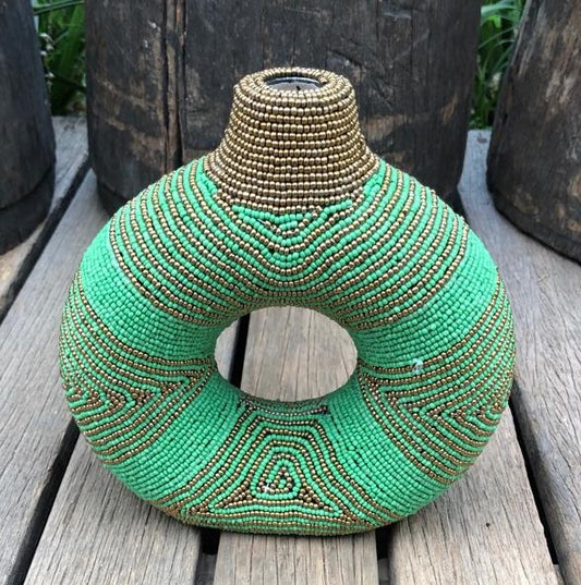 DONUT VASE (SOUTH AFRICA) BEADED SML BOXED