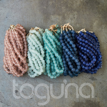 RECYCLED GLASS BEAD (GHANA) LRG PKT AQUA