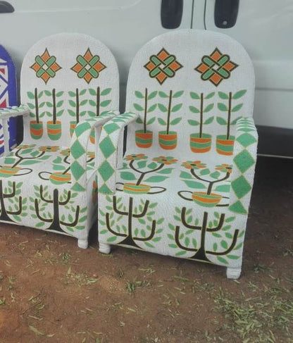 YORUBA ARMCHAIR (NIGERIA) 63L 63W 94H BEADED 1/2