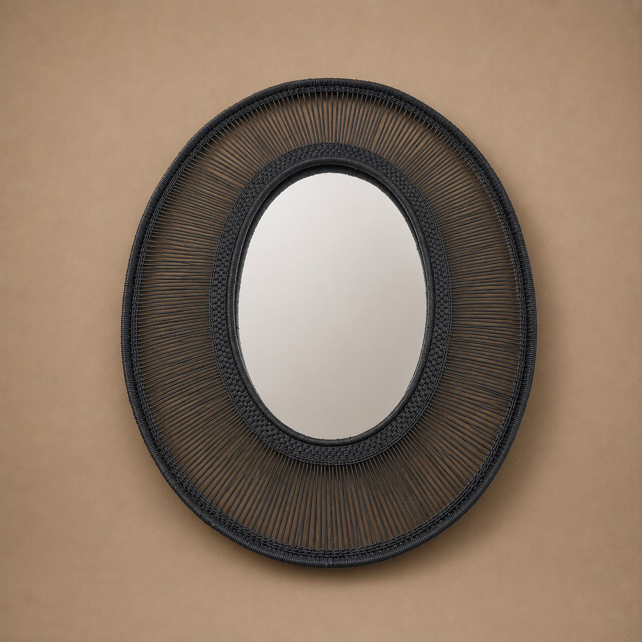 MIRROR FRAME WOVEN (MALAWI) OVAL 80D 95H BLK