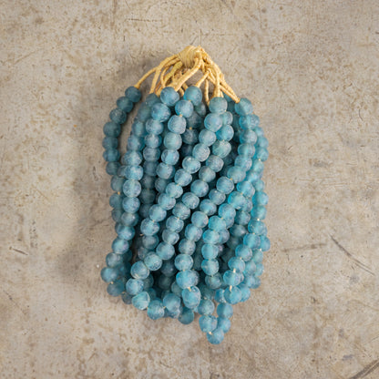 RECYCLED GLASS BEAD (GHANA) LRG PKT AQUA