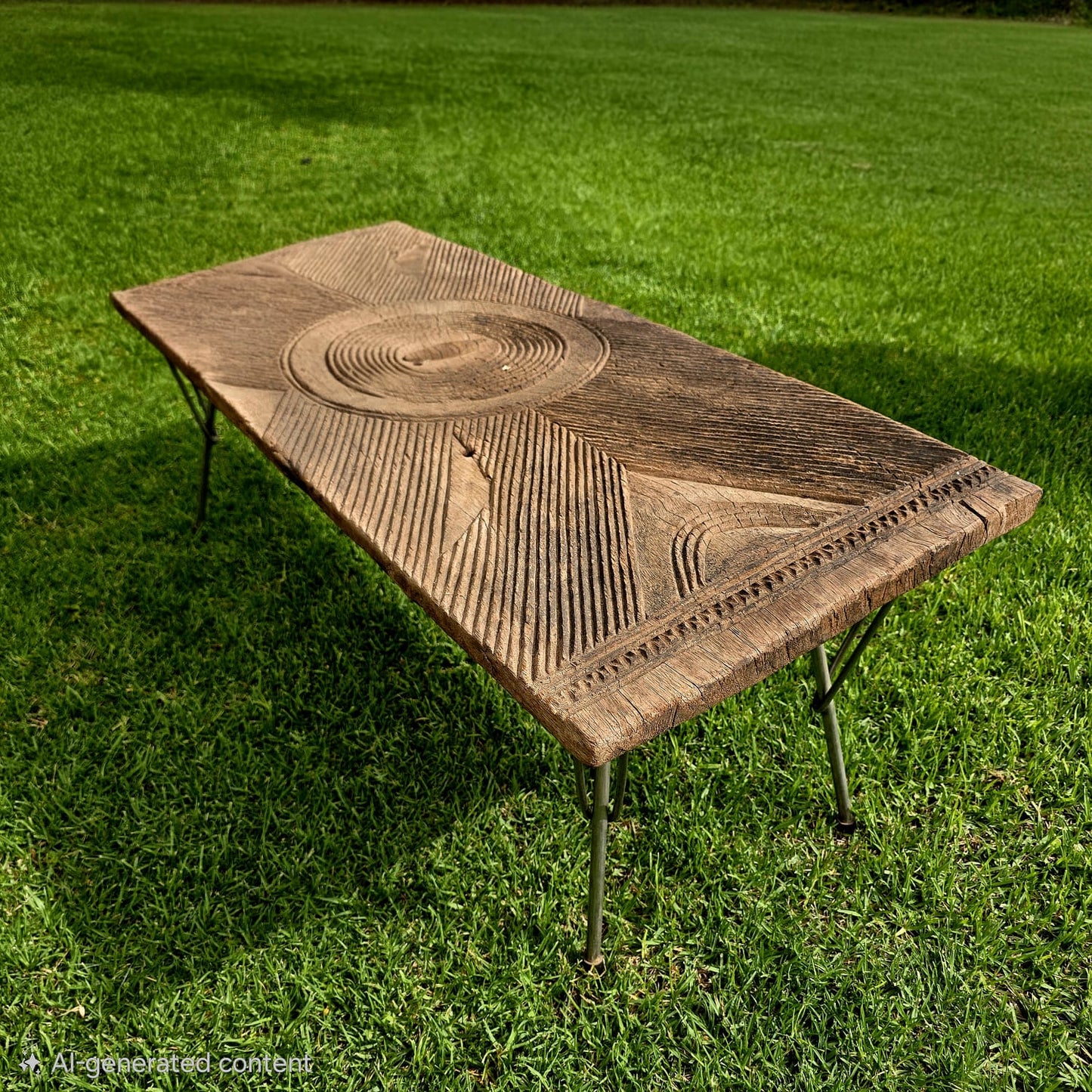NUPE DOOR TABLE (NIGERIA) ENGRAVED W STAINLESS LEGS