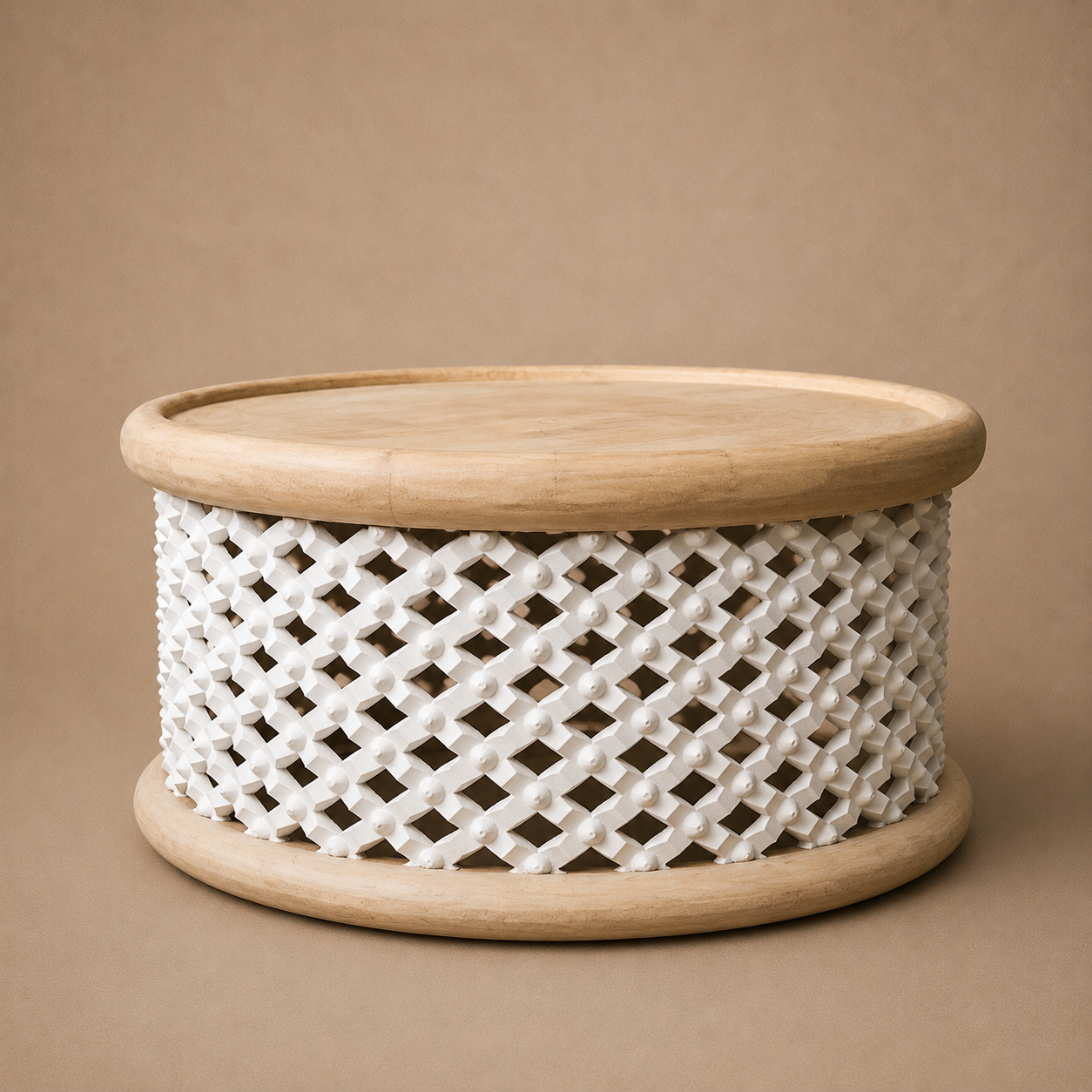 BAMILEKE STOOL/SIDE-TABLE (CAMEROON) 80D 43H CUSTOM