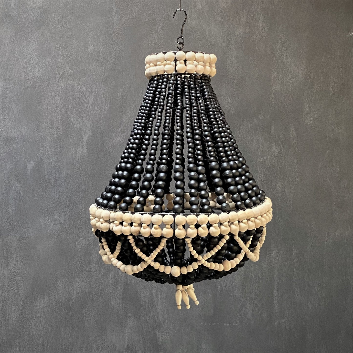 WOOD BEAD LAMPSHADE (INDONESIA) 50L 50W 70H BLK/NAT