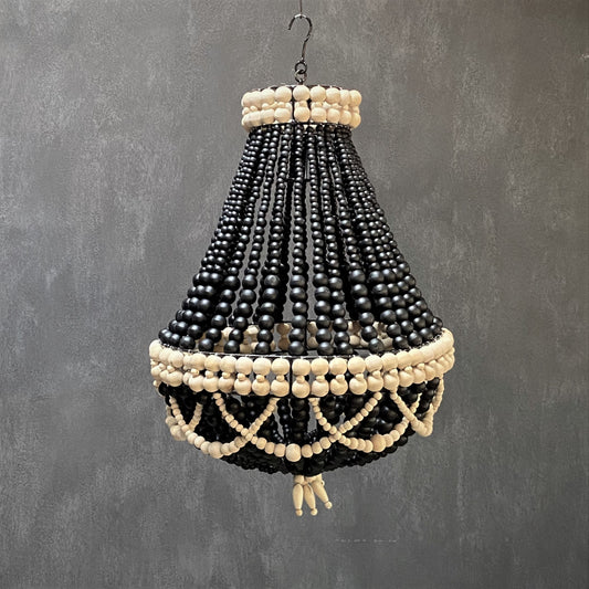 WOOD BEAD LAMPSHADE (INDONESIA) 50L 50W 70H BLK/NAT