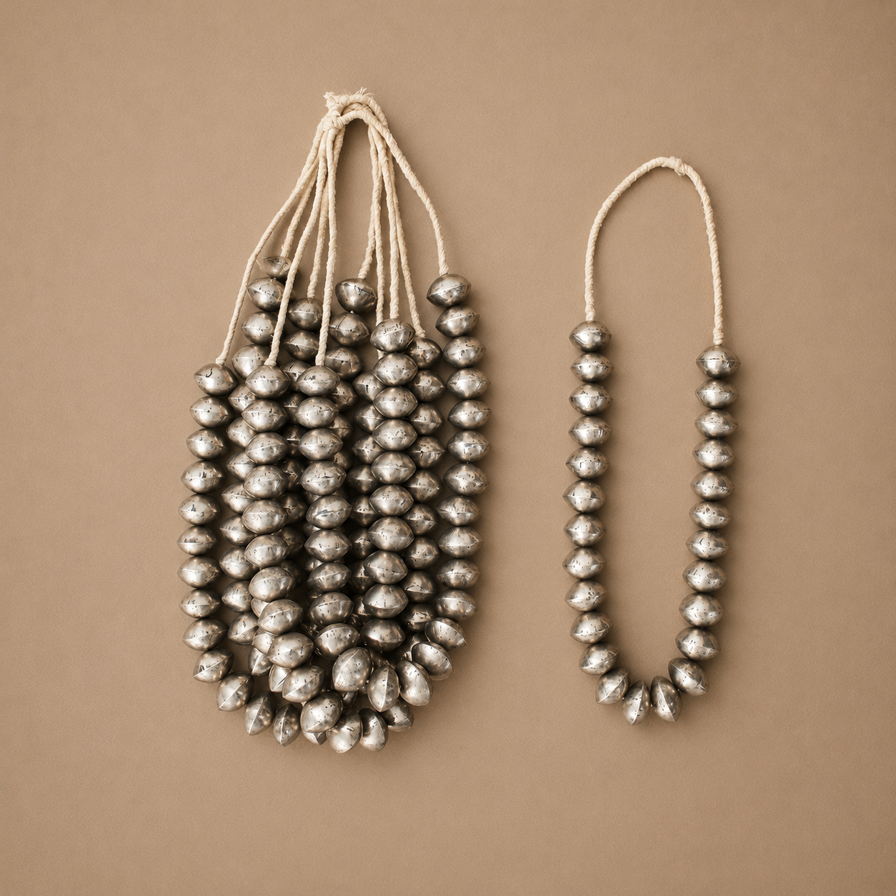 TUAREG NICKEL BEAD (NIGER) BICONE LRG