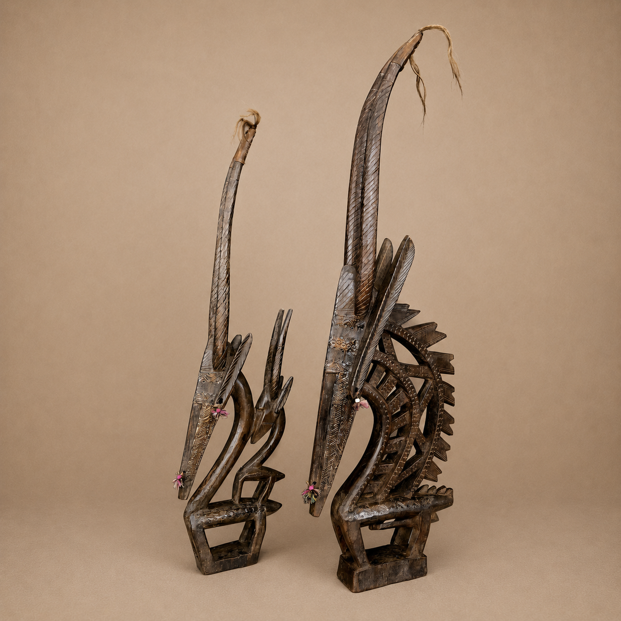 BAMBARA CHIWARA HEADDRESS (MALI) PAIR 100H
