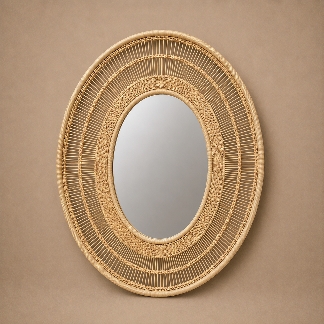 MIRROR FRAME WOVEN (MALAWI) OVAL 80D 95H NAT