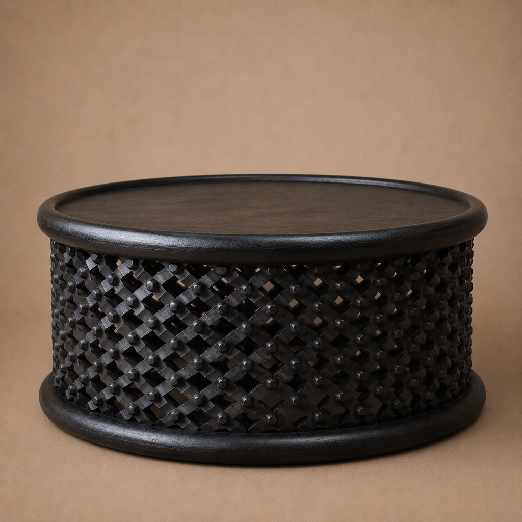 BAMILEKE STOOL/SIDE-TABLE (CAMEROON) 80D 43H DARK