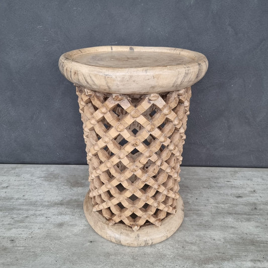 BAMILEKE STOOL/SIDE-TABLE (CAMEROON) 45D 60H NATURAL