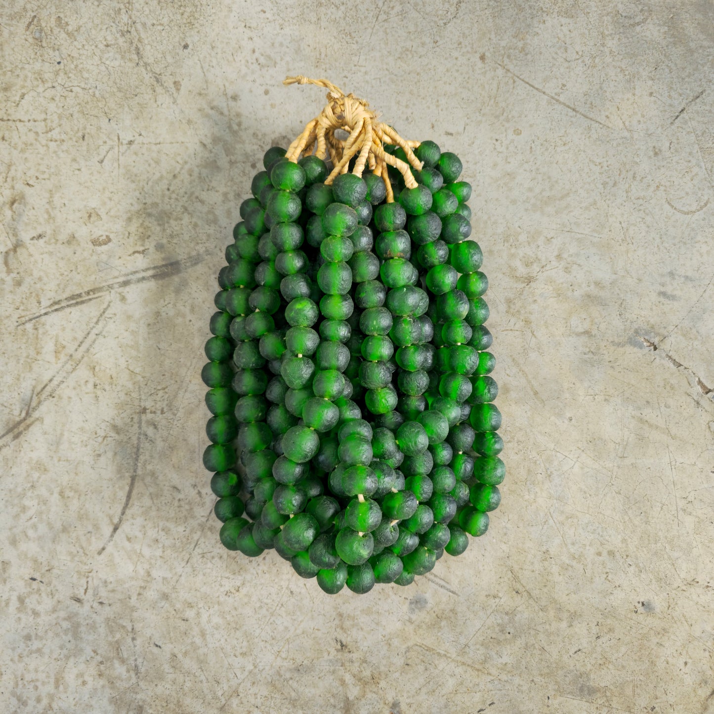 RECYCLED GLASS BEAD (GHANA) LRG GREEN