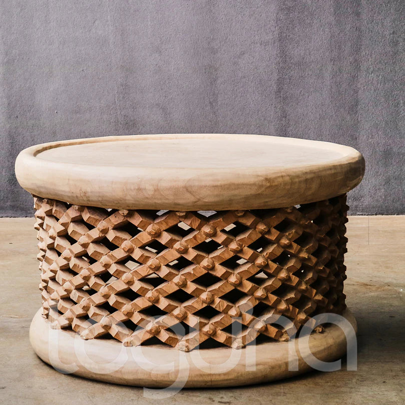 BAMILEKE STOOL/SIDE-TABLE (CAMEROON) 80D 43H NATURAL