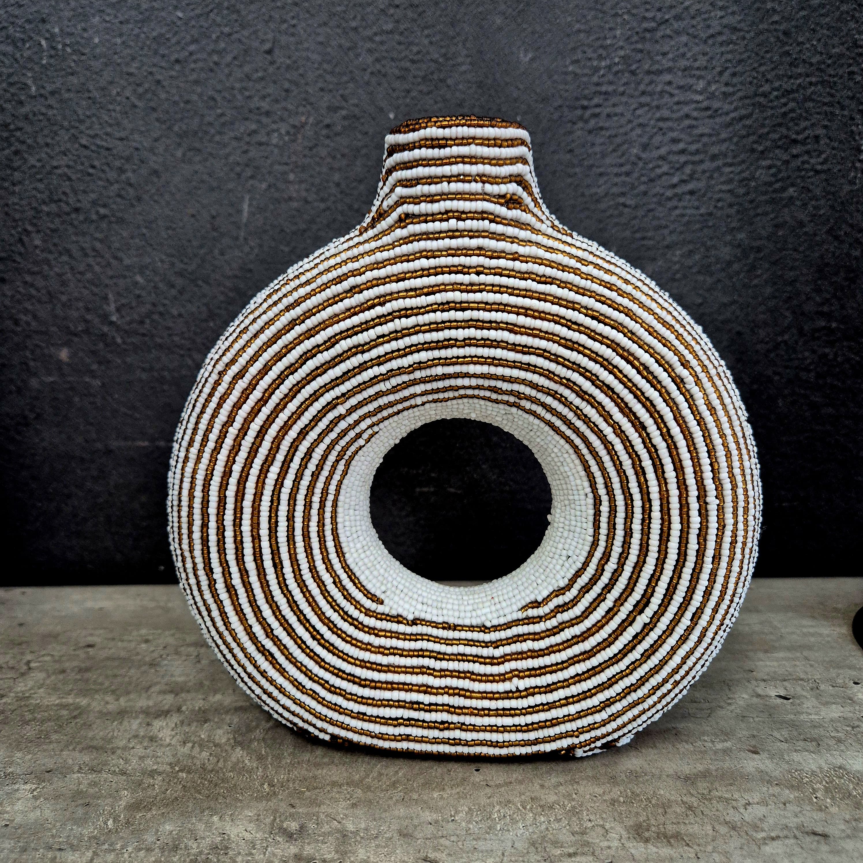 DONUT VASE (SOUTH AFRICA) BEADED SML BOXED