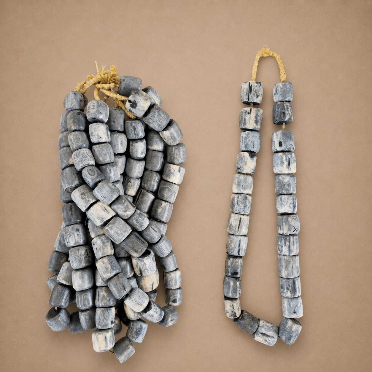 BONE BEAD (KENYA) LRG GRY