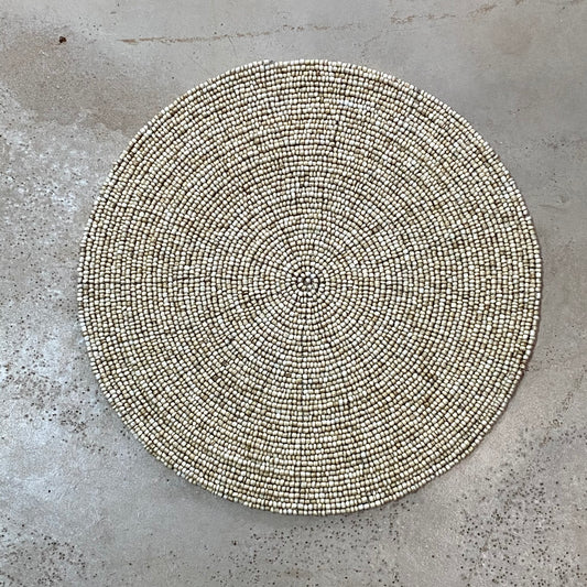 BEADED PLACEMAT (INDONESIA) RND 35L 35W NAT