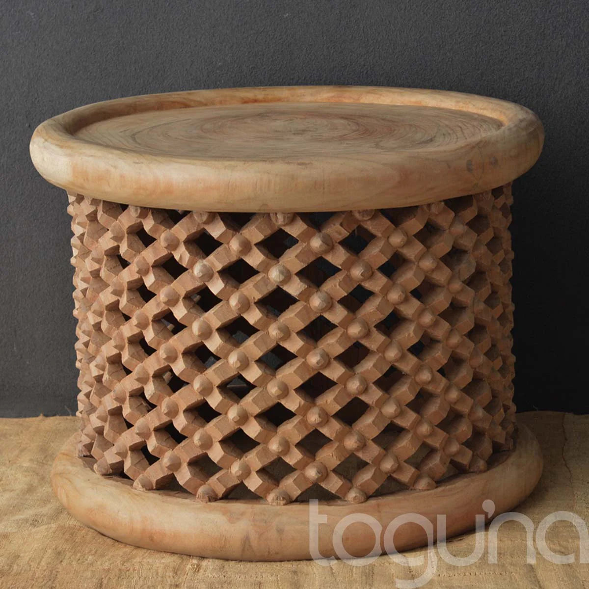 BAMILEKE STOOL/SIDE-TABLE (CAMEROON) 75D 43H NATURAL