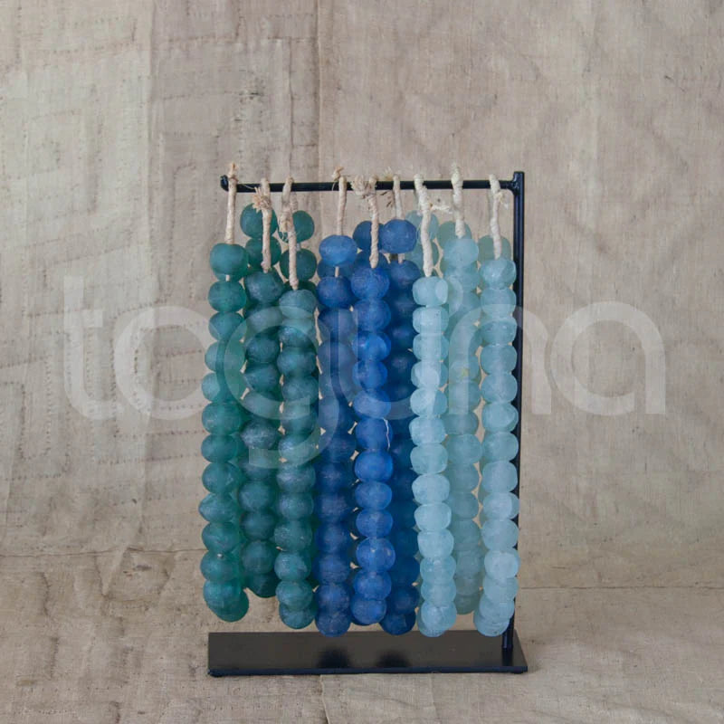 RECYCLED GLASS BEAD (GHANA) XL SEA BLUE