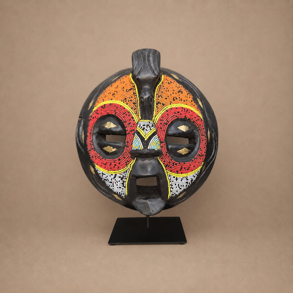CEREMONIAL MASK (GHANA) BEADED 25H