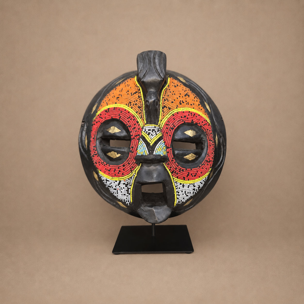CEREMONIAL MASK (GHANA) BEADED 25H