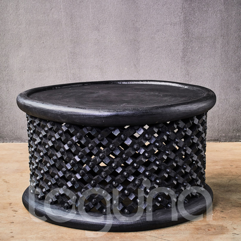 BAMILEKE STOOL/SIDE-TABLE (CAMEROON) 80D 43H DARK
