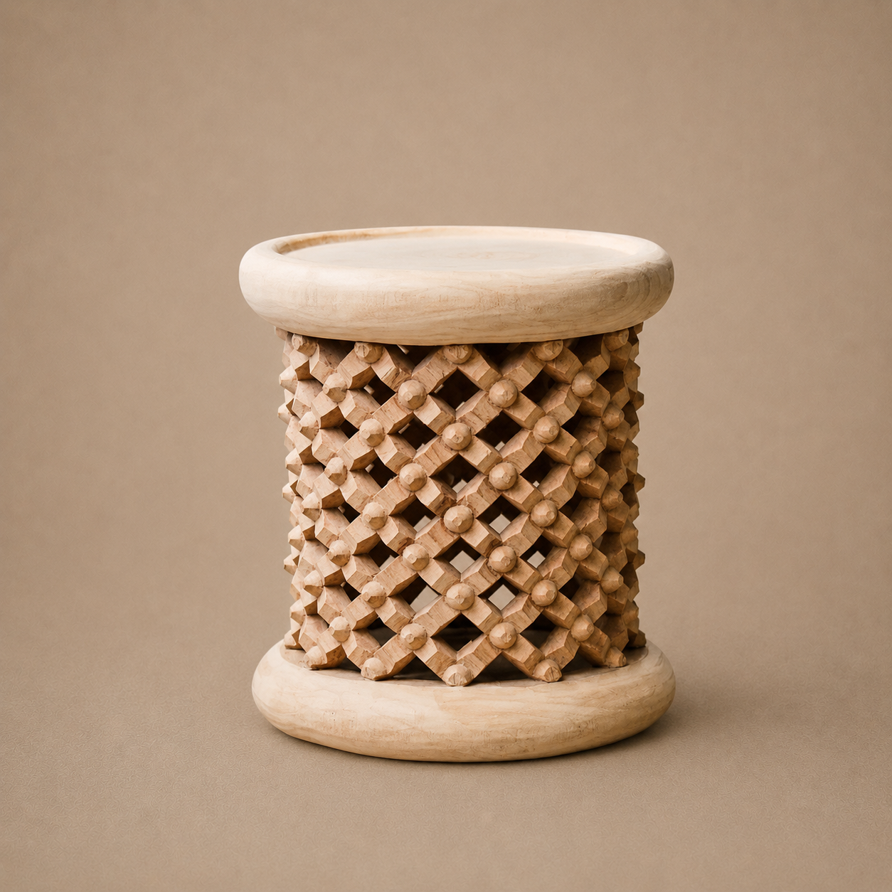 BAMILEKE STOOL/SIDE-TABLE (CAMEROON) 40D 40H NATURAL