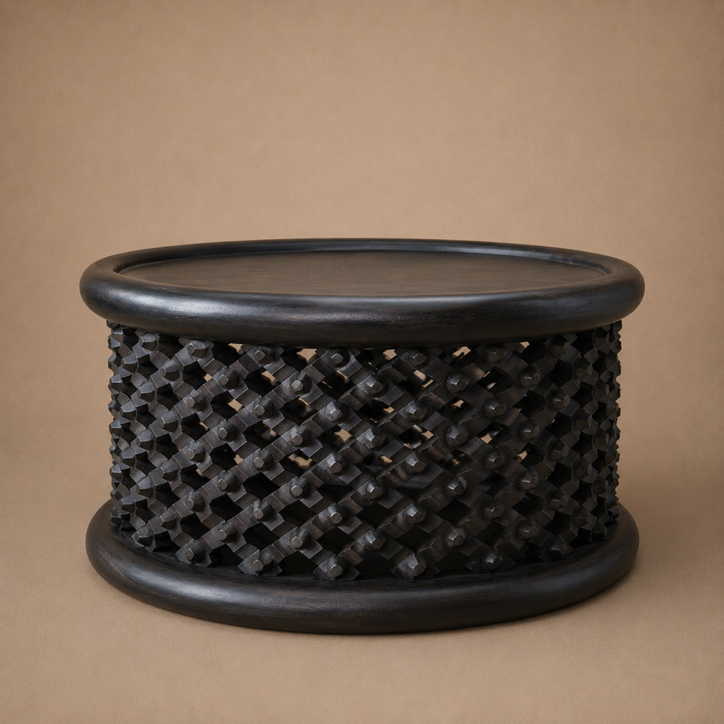 BAMILEKE STOOL/SIDE-TABLE (CAMEROON) 70D 43H DARK