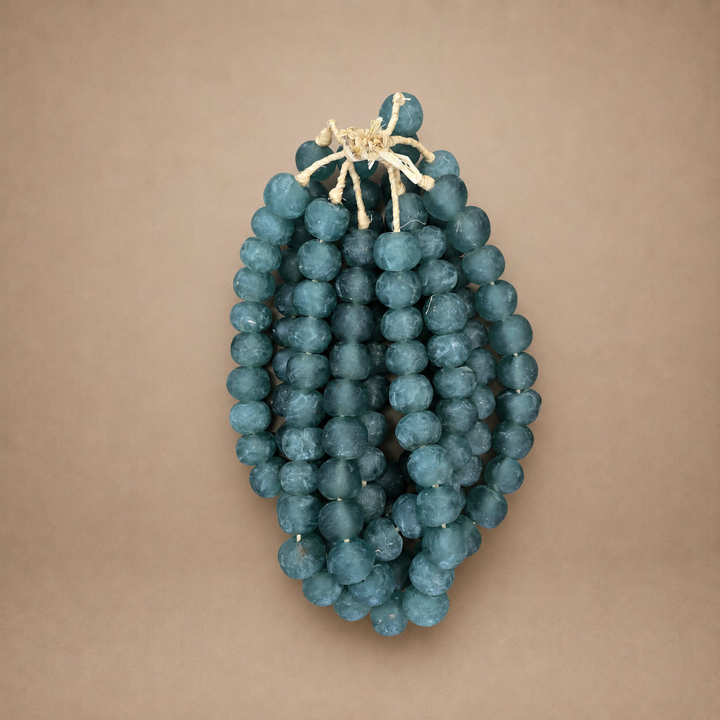 RECYCLED GLASS BEAD (GHANA) XL SEA BLUE