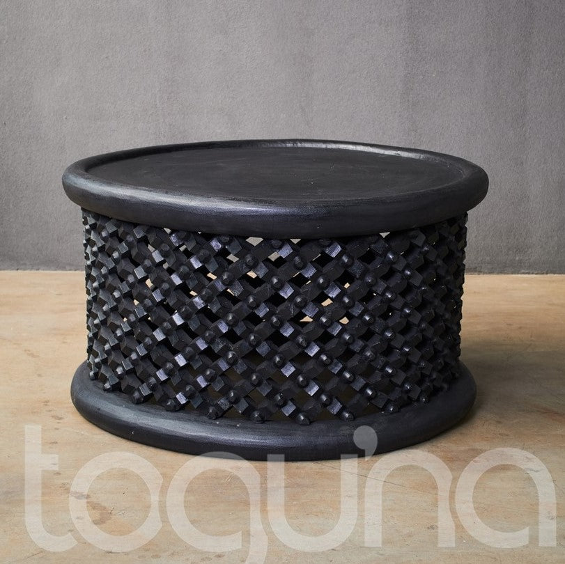 BAMILEKE STOOL/SIDE-TABLE (CAMEROON) 99D 43H DARK