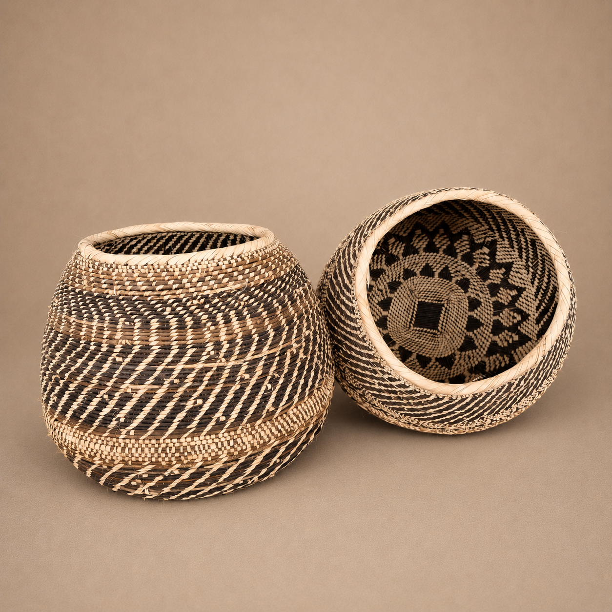 TONGA BASKET DBL WEAVE (ZAMBIA) CONTAINER 30/35D 25H