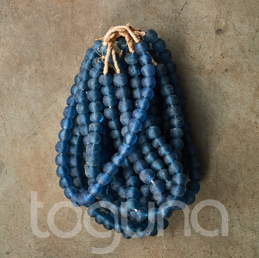 RECYCLED GLASS BEAD (GHANA) LRG PKT AQUA
