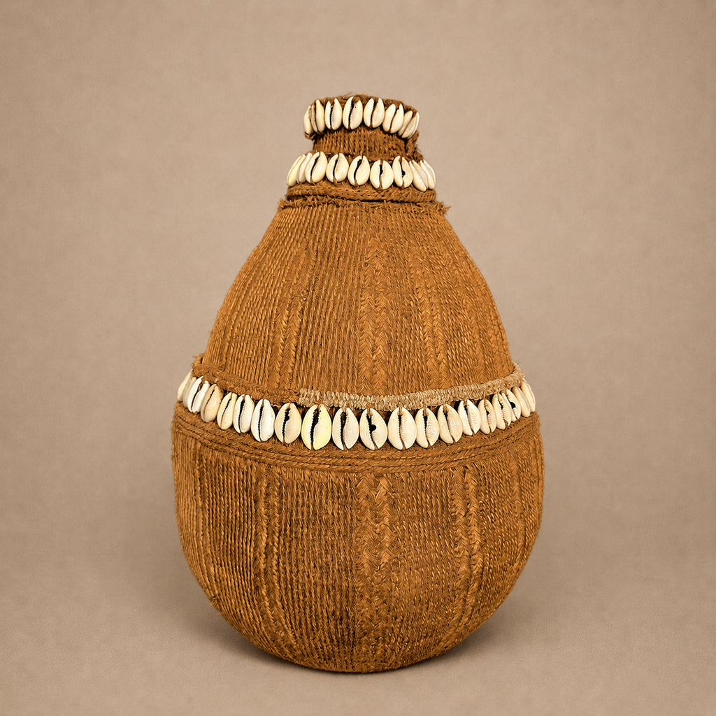 Close-up detail of a Habesha Milk Jug Shells (Ethiopia) L 38-42cm at Togu'na