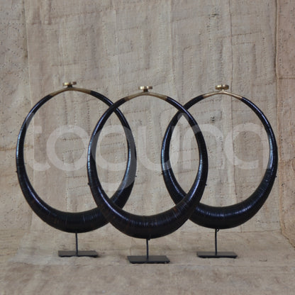 NIAS SHELL COLLAR (INDONESIA) COCONUT 25W 36H BLK/GLD