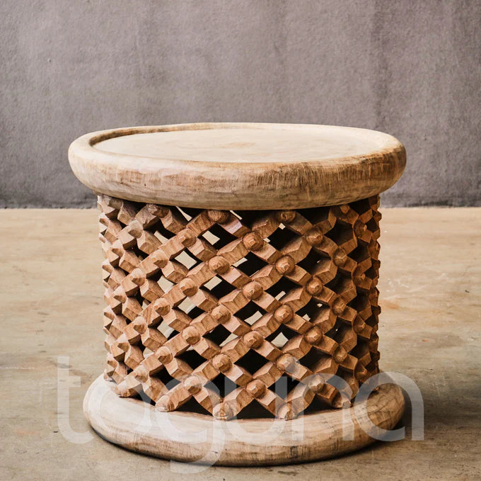 BAMILEKE STOOL/SIDE-TABLE (CAMEROON) 50D 43H NATURAL