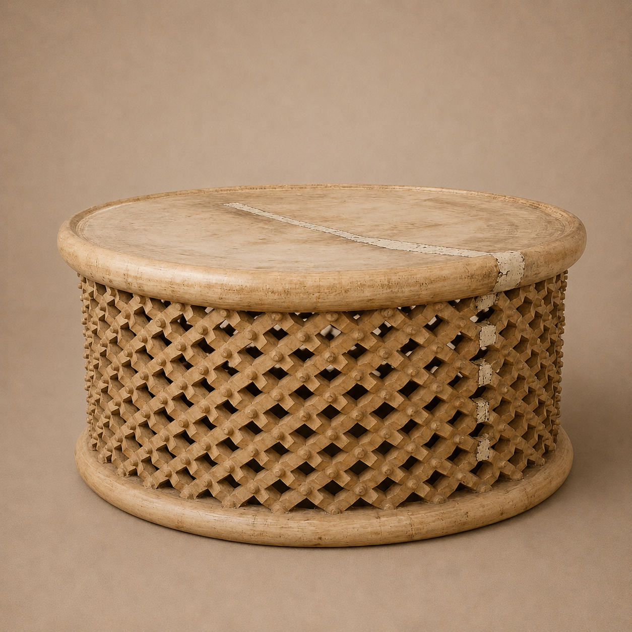 BAMILEKE STOOL/SIDE-TABLE (CAMEROON) 80D 43H NATURAL