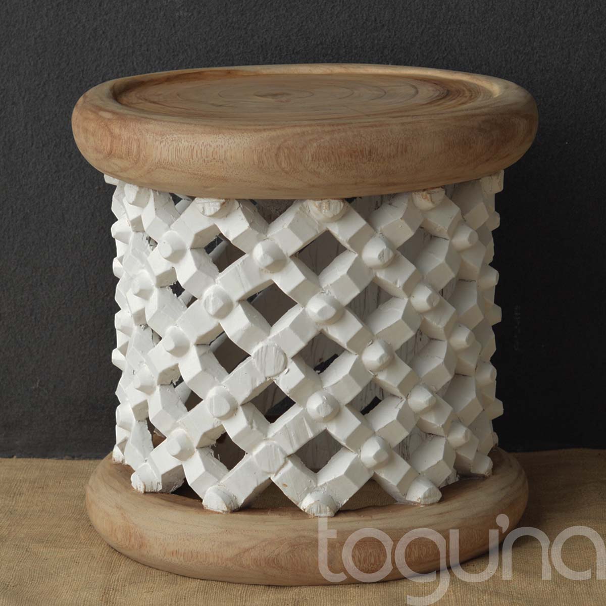 BAMILEKE STOOL/SIDE-TABLE (CAMEROON) 45D 43H CUSTOM