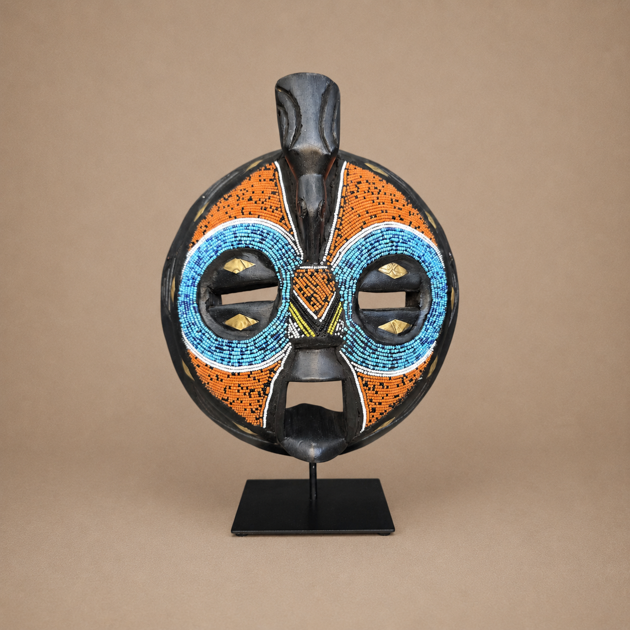 CEREMONIAL MASK (GHANA) BEADED 25H